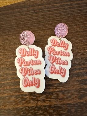 Dolly Parton Vibes Only Pink Statement Earrings